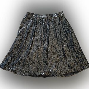 Black Sequin A-Line Skirt